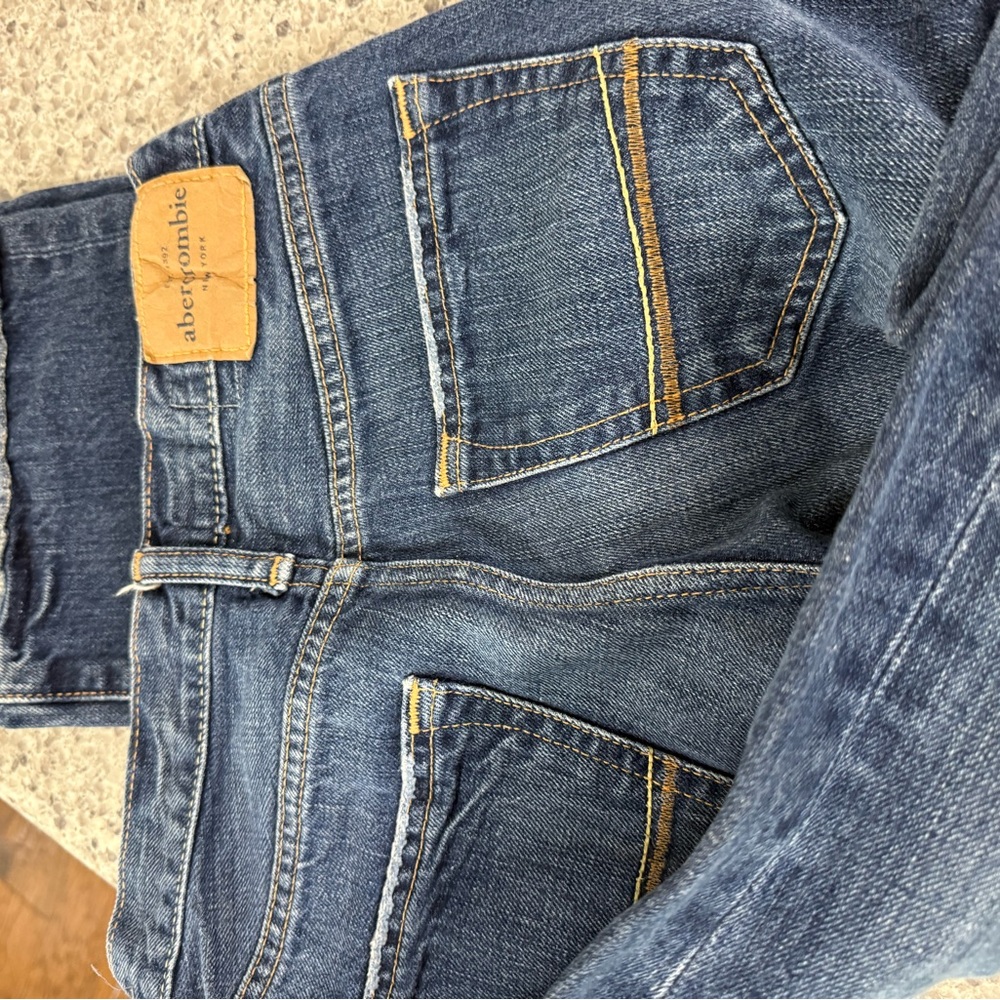 Abercrombie & Fitch Slim Boys Dark Blue Denim Jeans with Contrast Stitching